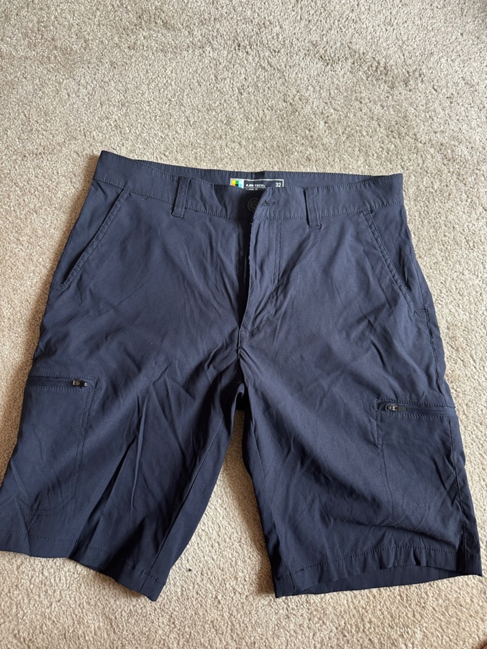 Men's Dark Blue Cargo Shorts with Zip Pockets